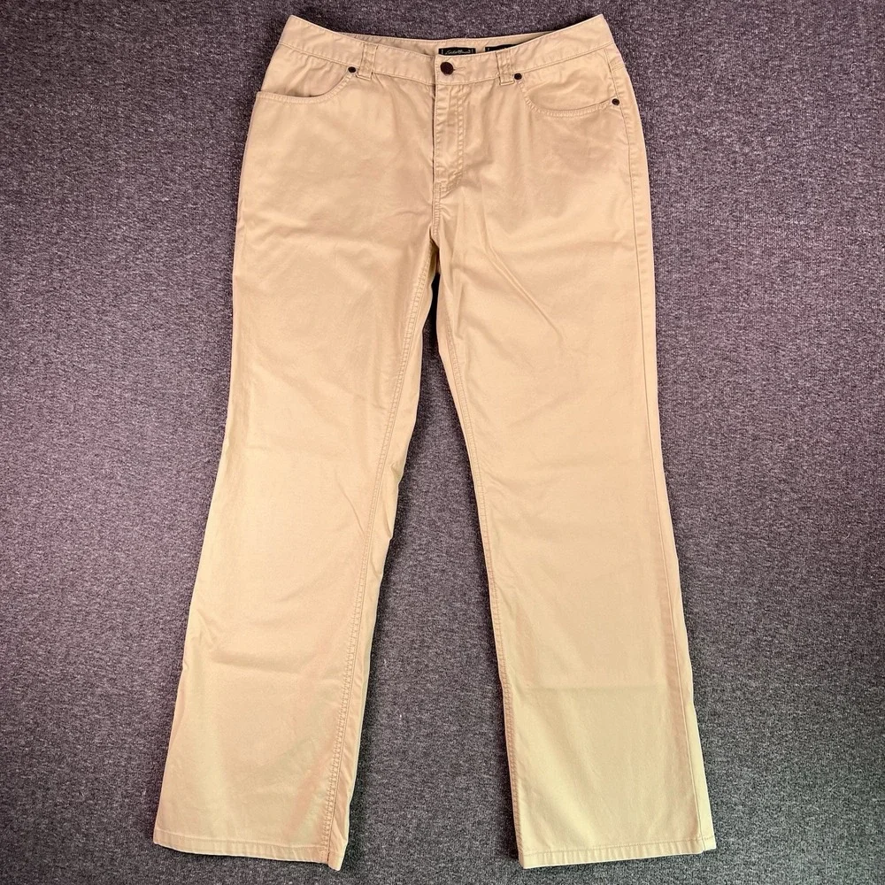 Eddie Bauer Chino Pants Womens 12 Tan Stretch Casual Mid Rise Straight Leg 32x30